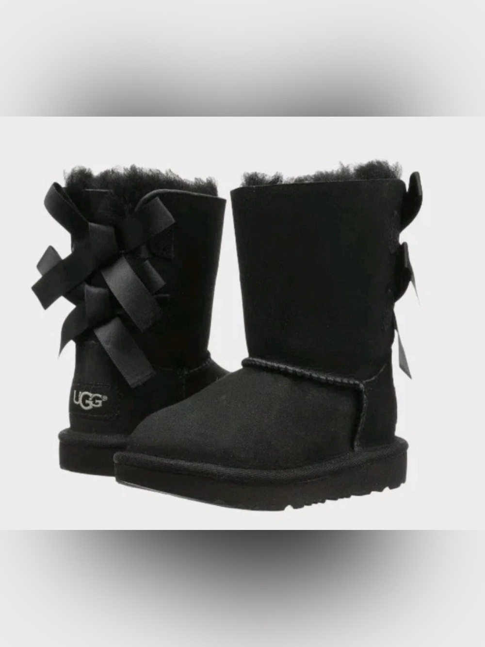 UGG Bailey Bow II Boot Black Size 12. Used